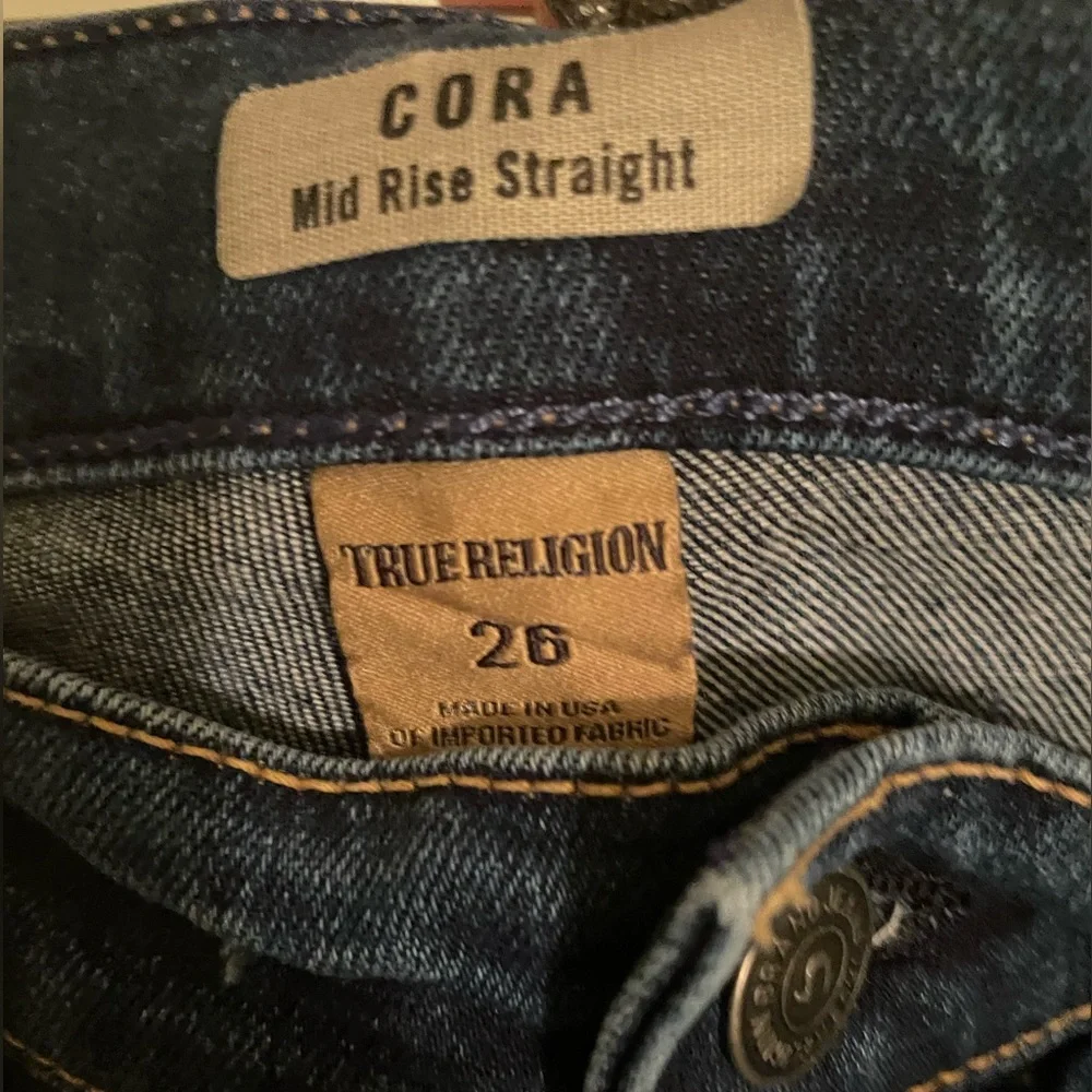 True Religion Cora Midrise Denim Patchwork Straight Leg Jeans LIKE NEW